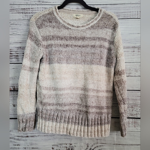Style & Co. M Striped Chenille Pullover Sweater  Beige - Picture 2 of 8